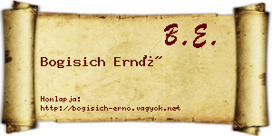 Bogisich Ernő névjegykártya
