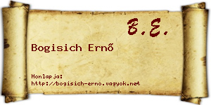 Bogisich Ernő névjegykártya